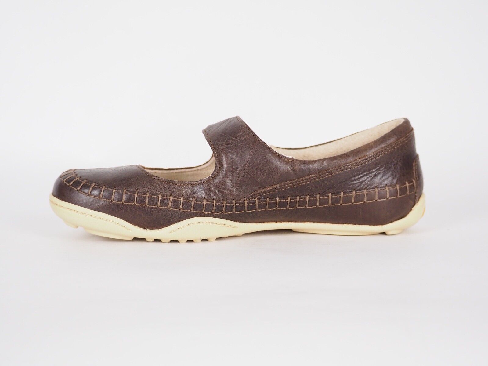Womens Timberland EK Barestep 42622 Dark Brown Leather Strap Casual Flat Shoes