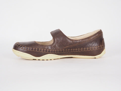 Womens Timberland EK Barestep 42622 Dark Brown Leather Strap Casual Flat Shoes