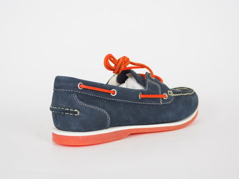 Womens Timberland Classic Unlined 8856R Blue Leather Lace Up Casual Boat Shoes