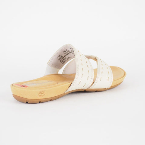 Womens Timberland Pleasant Bay 25634 White Leather Slip On Thong Sandals