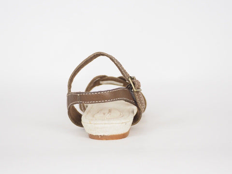 Womens Timberland EK Ankle Strap 8058R Brown Leather Casual Flat Summer Sandals