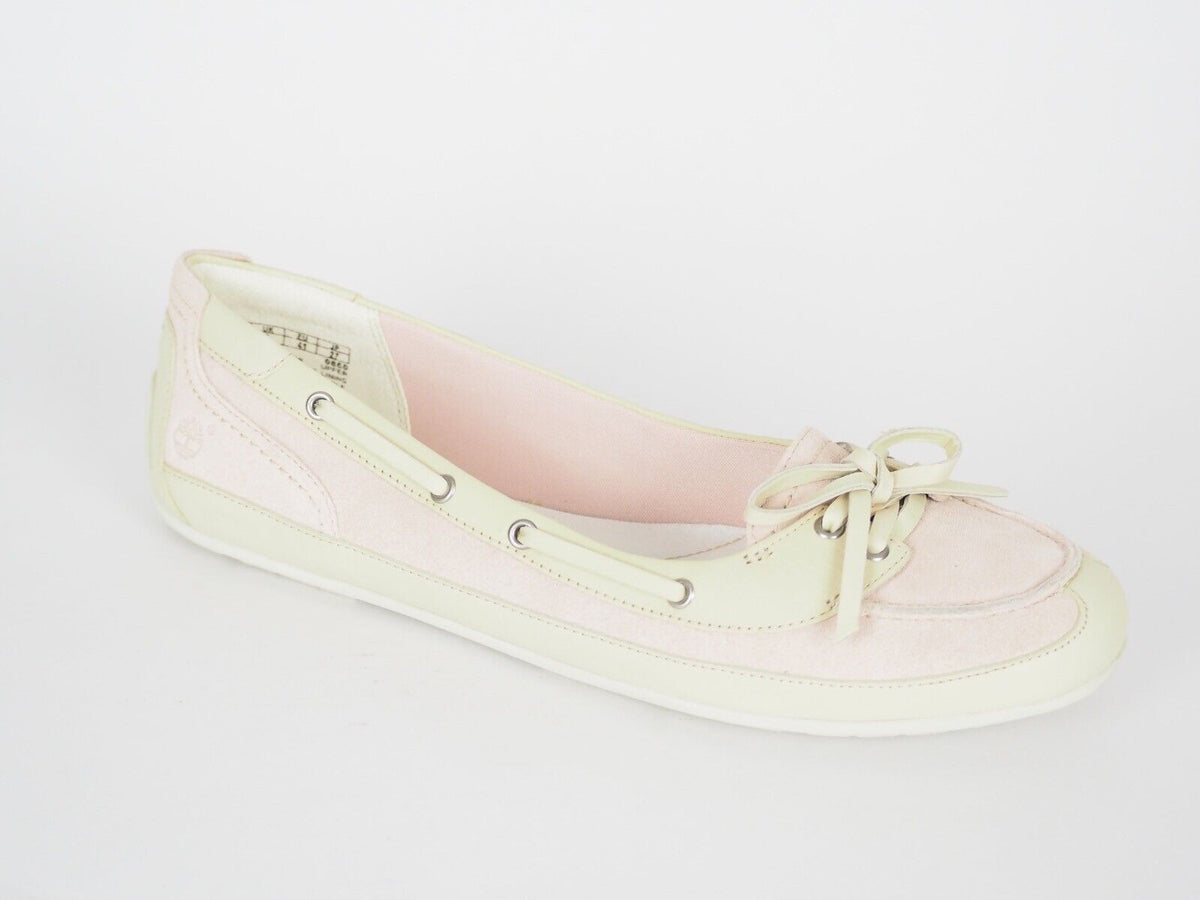 Womens Timberland EK Boothbay 3910R Pink Leather Ballerina Boat Shoes - London Top Style