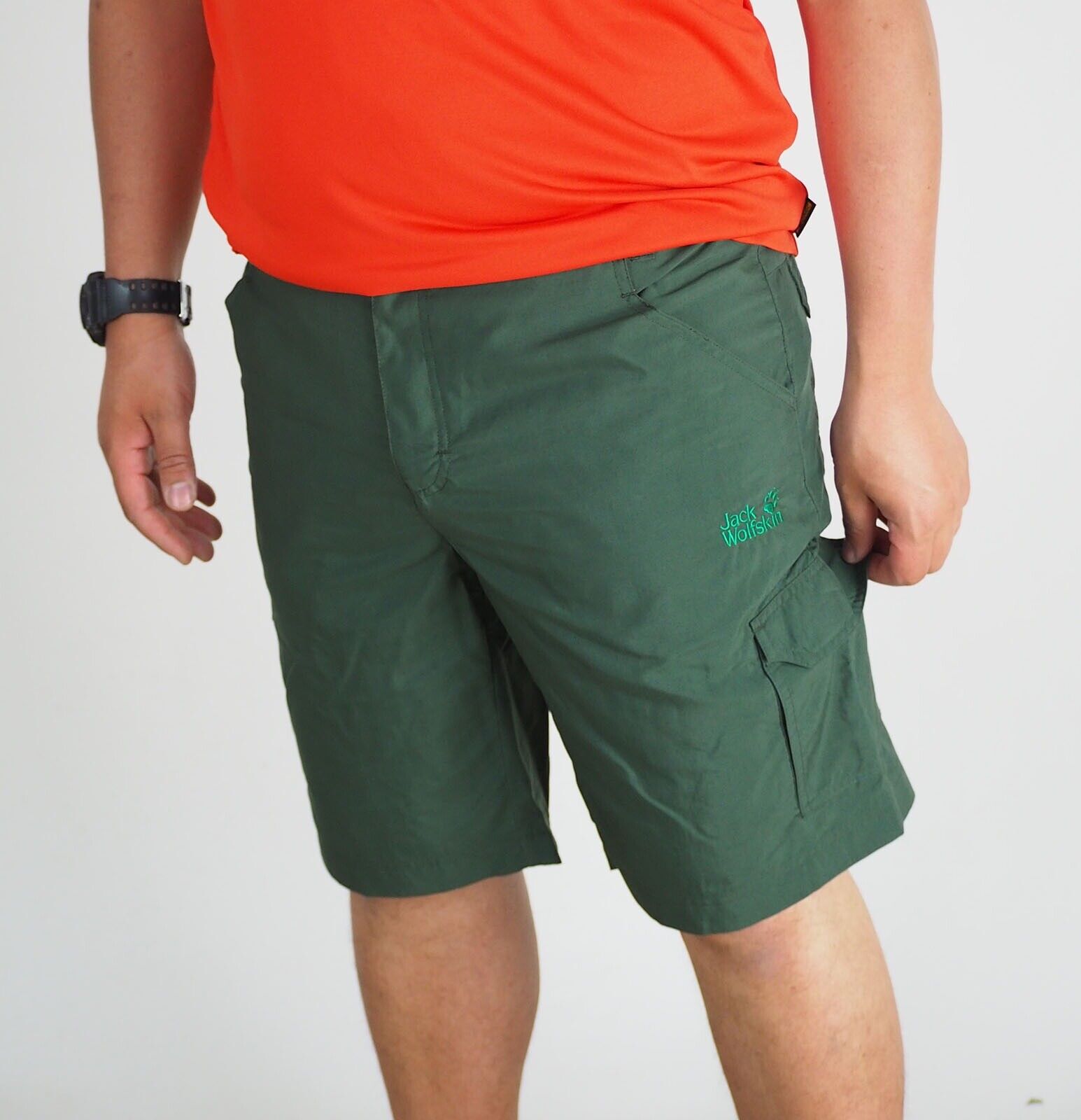 Mens Jack Wolfskin Strokkur Supplex 5004512 Spruce Comfort Fit Summer Shorts - London Top Style