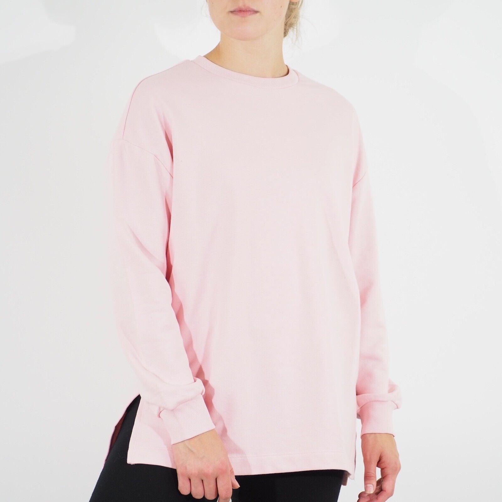 Womens Ex M&S Long Sleeve Top Pink Round Neck Casual Ladies Cotton Jumper