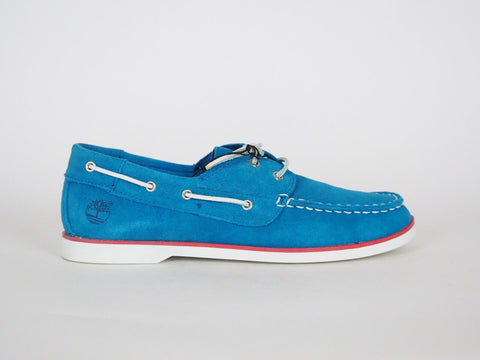 Junior Boys Timberland Seabury Classic 2 Eye A1L6T Mykonos Blue Suede Boat Shoes - London Top Style