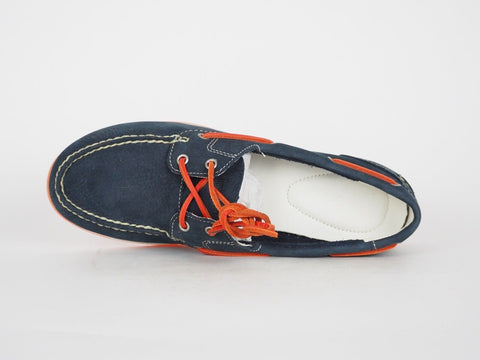 Womens Timberland Classic Unlined 8856R Blue Leather Lace Up Casual Boat Shoes