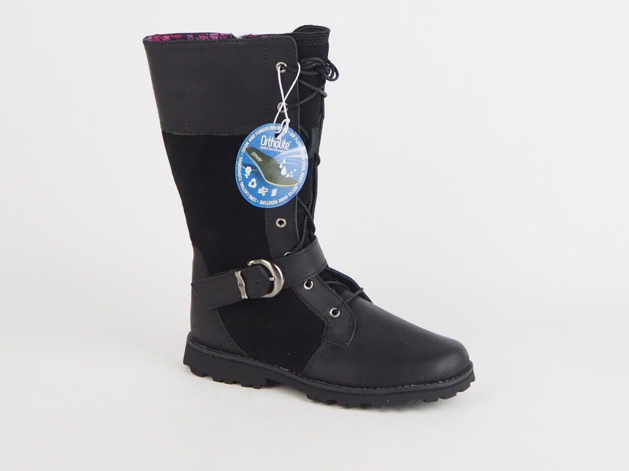Girls Timberland Ek Asphalt Trail Bethel 5873R Black Leather Tall Boots