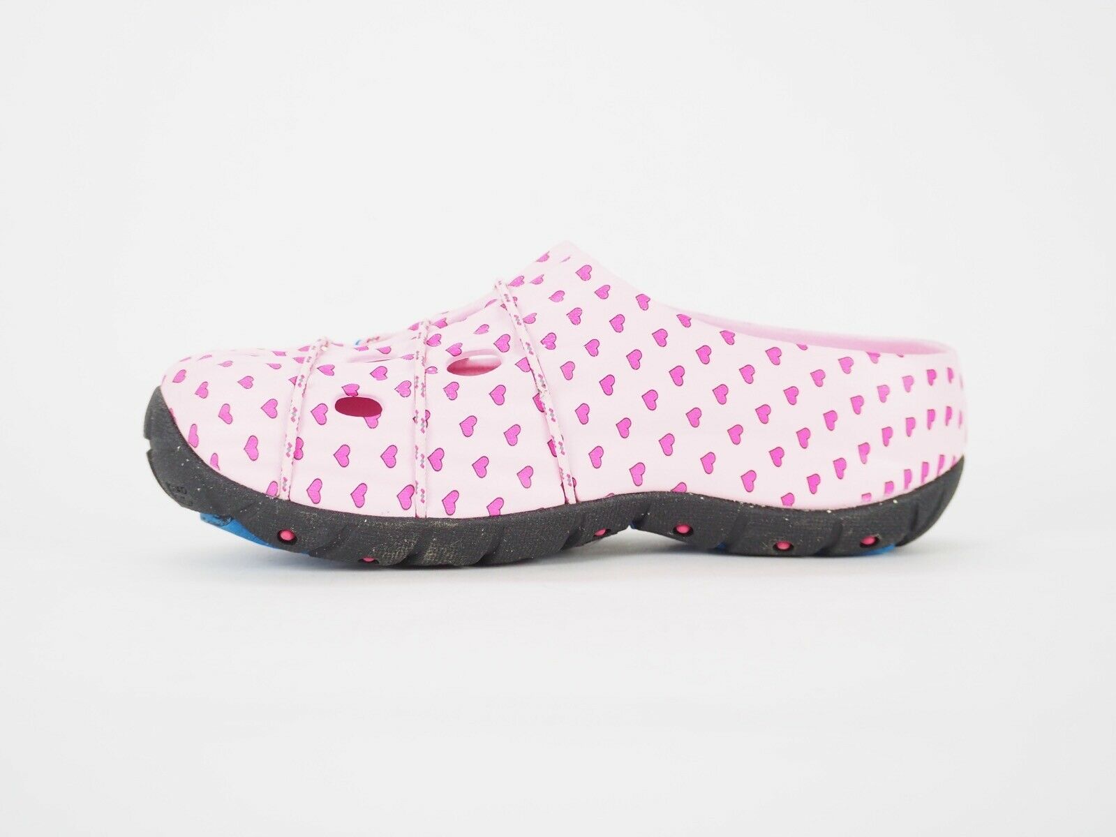Girls MION Pen Shell 99763 Pink Hearts Rubber Holiday Slip On Summer Clog Shoes - London Top Style