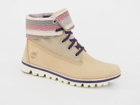 Womens Timberland Earthkeepers Brookton Park Roll Top 8835R Leather Cream Boots
