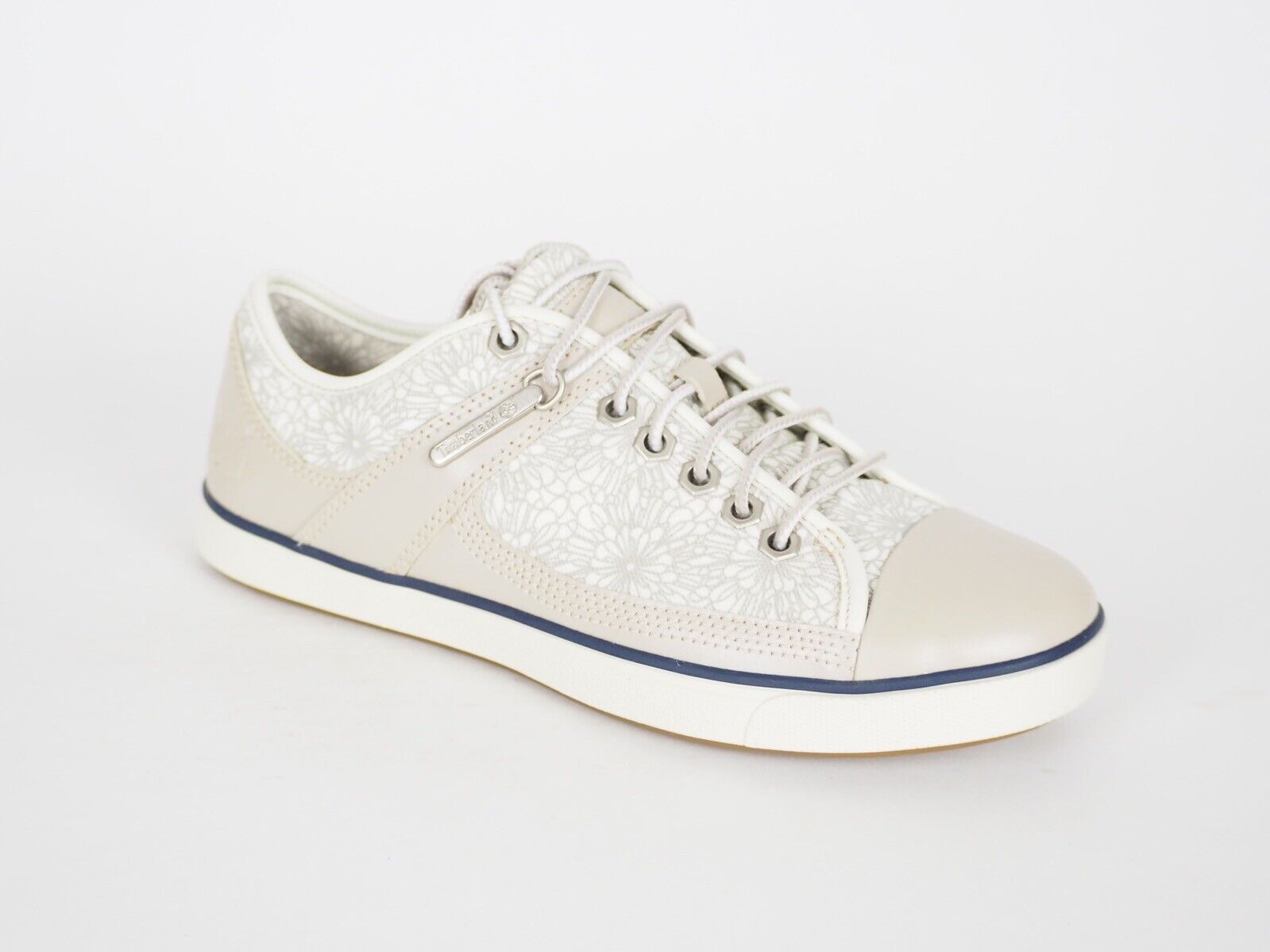 Womens Timberland Deering Oxford 24678 White Taupe Leather Lace Up Trainers - London Top Style