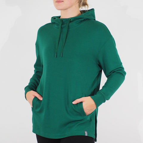 Womens Ex M&S Good Move Breathable Soft Touch Hoodie Green Ladies Stretch Jumper