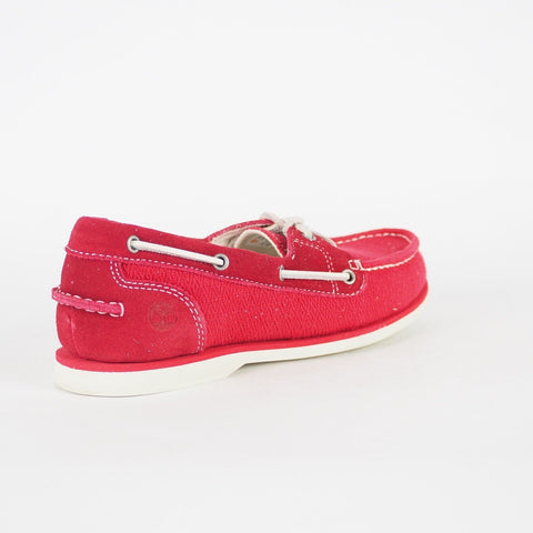 Womens Timberland Classic A14LV Red Leather 2 Eye Lace Up Casual Boat Shoes