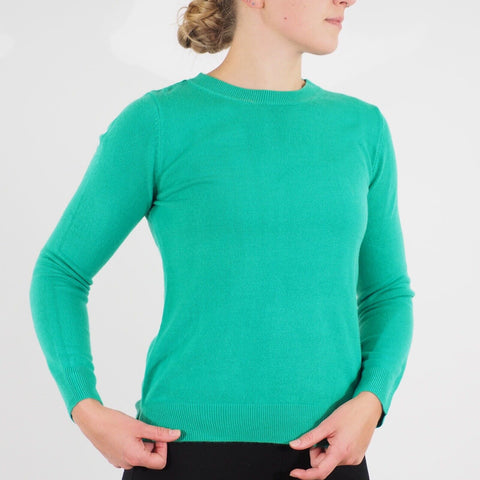 Womens Ex M&S Long Sleeve Top Green Round Neck Ladies Supersoft Acrylic Jumper
