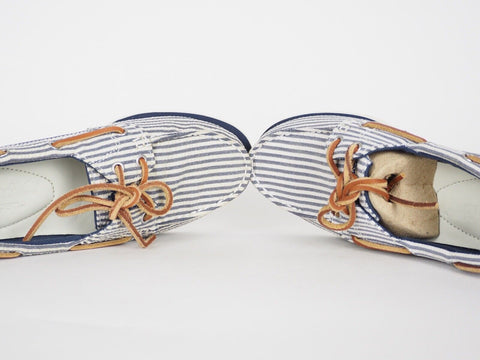 Womens Timberland Classic 2 Eye 8910A Navy Stripe Canvas Boat Shoes UK 3.5 - London Top Style