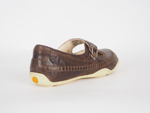 Womens Timberland EK Barestep 42622 Dark Brown Leather Strap Casual Flat Shoes