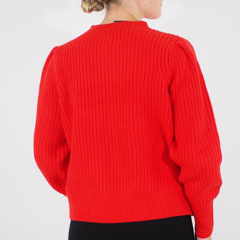 Womens Ex M&S Long Sleeve Top red Round Neck Ladies Warm Casual Acrylic Jumper