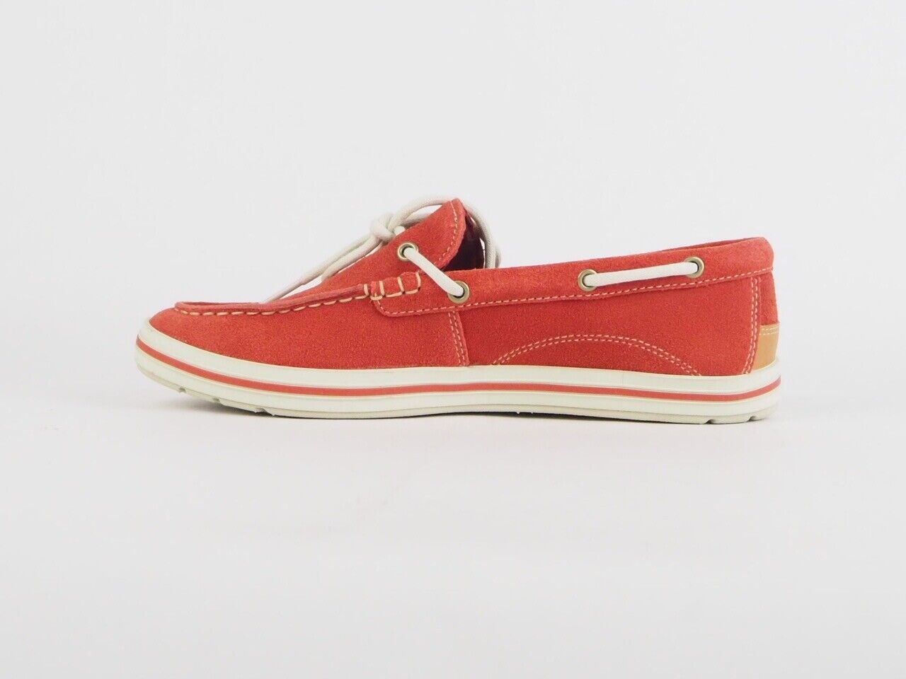 Womens Timberland Ek Casco Bay Boat 3952R Red Leather Lace Up Casual Boat Shoes