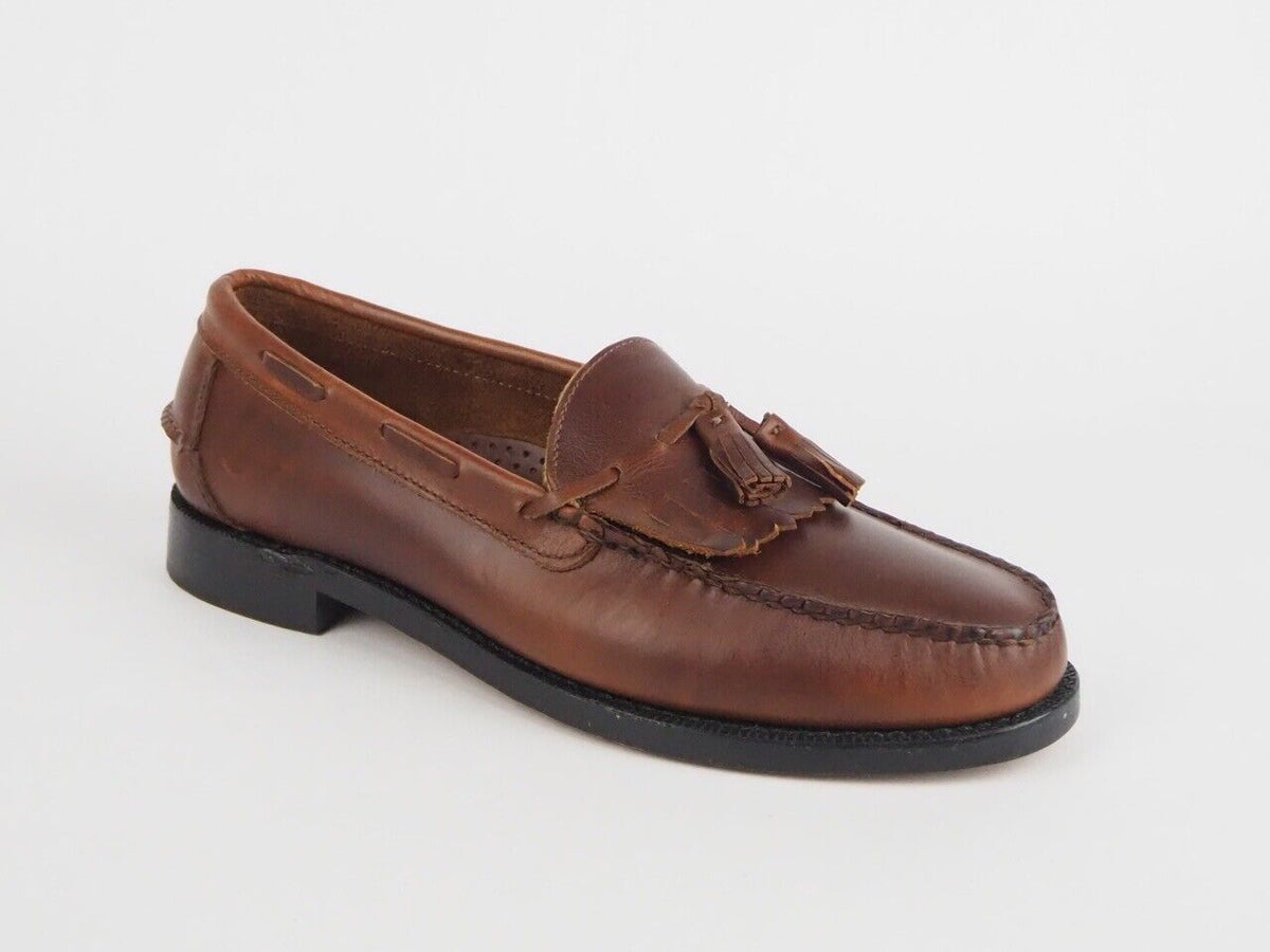 Mens Sebago Cooper B766504 E Leather Slip On Dark Tan Waxy Boat Casual Shoes