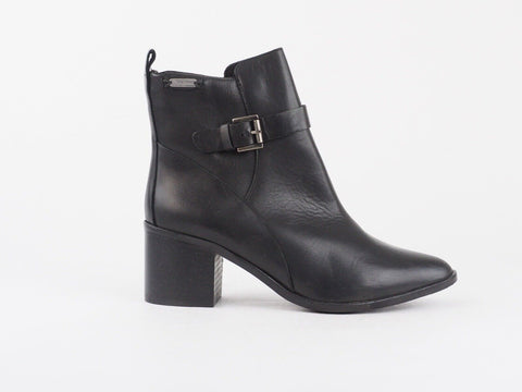 Womens Pepe Jeans Copper Low PLS50077 Black Elegant Leather Zip Up Boots