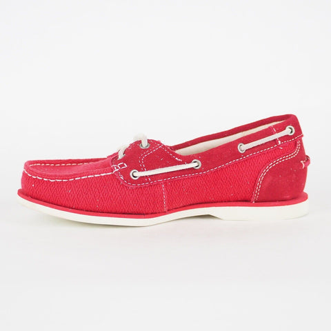 Womens Timberland Classic A14LV Red Leather 2 Eye Lace Up Casual Boat Shoes