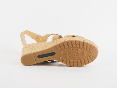 Womens Timberland Earthkeepers Danforth 8910R Tan Lather Buckle Wedge Sandals