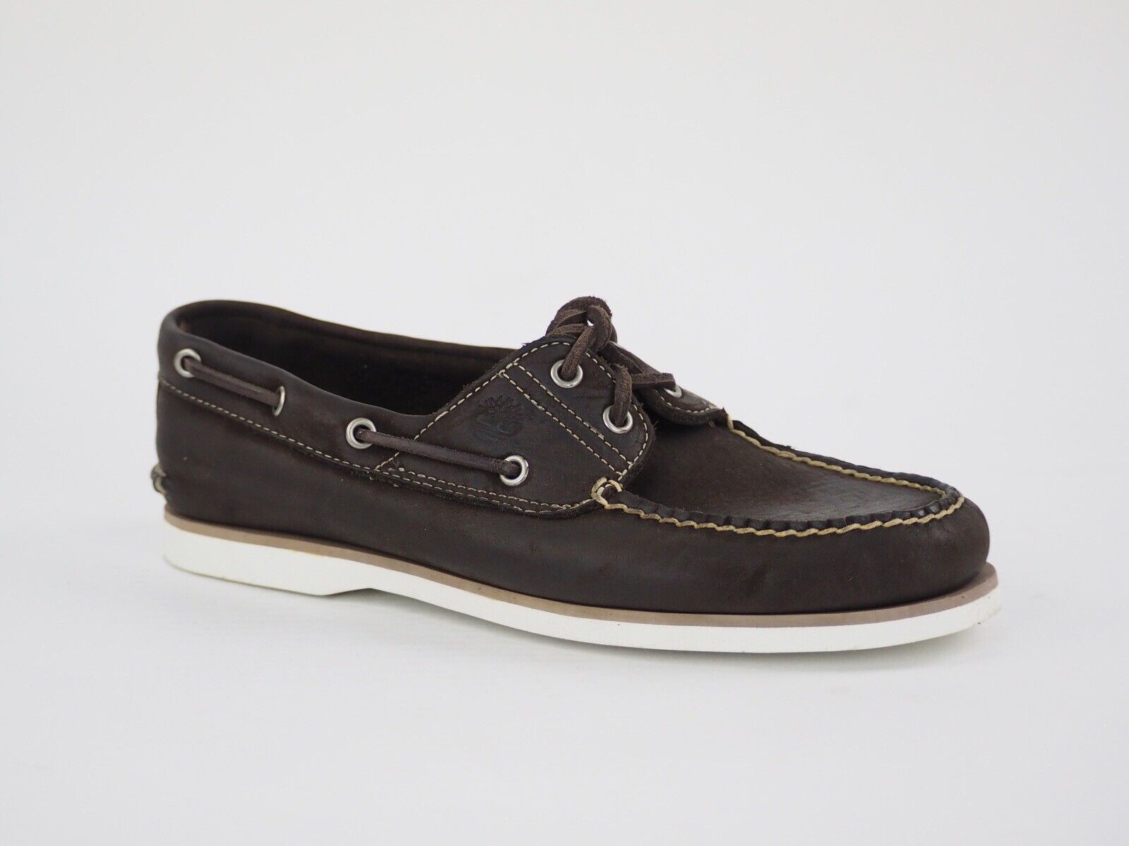 Mens Timberland Classic 70573 Dark Brown Leather 2 Eye Casual Boat Shoes