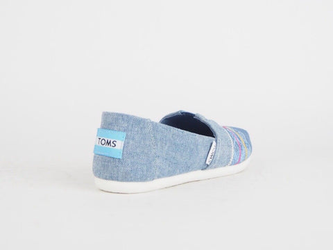 Girls Toms Classic Blue Global Canvas Textile Flats Slip On Trainers Uk K 11.5