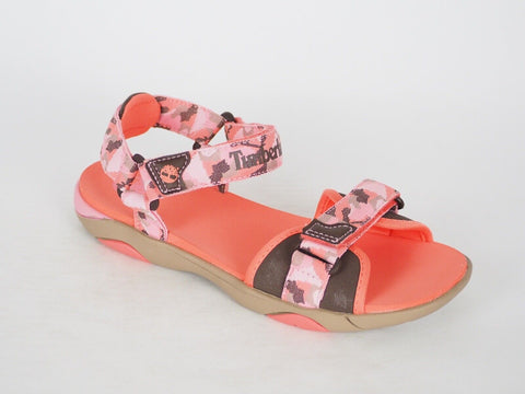 Girls Timberland RVRQST 50992 Pink Leather Casual 2 Strap Summer Kids Sandals