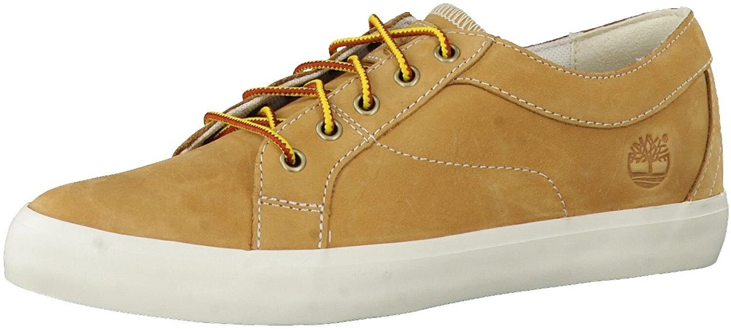 Womens Timberland Brattleboro Sneaker A15S7 Wheat Leather Lace Up Canvas Shoes