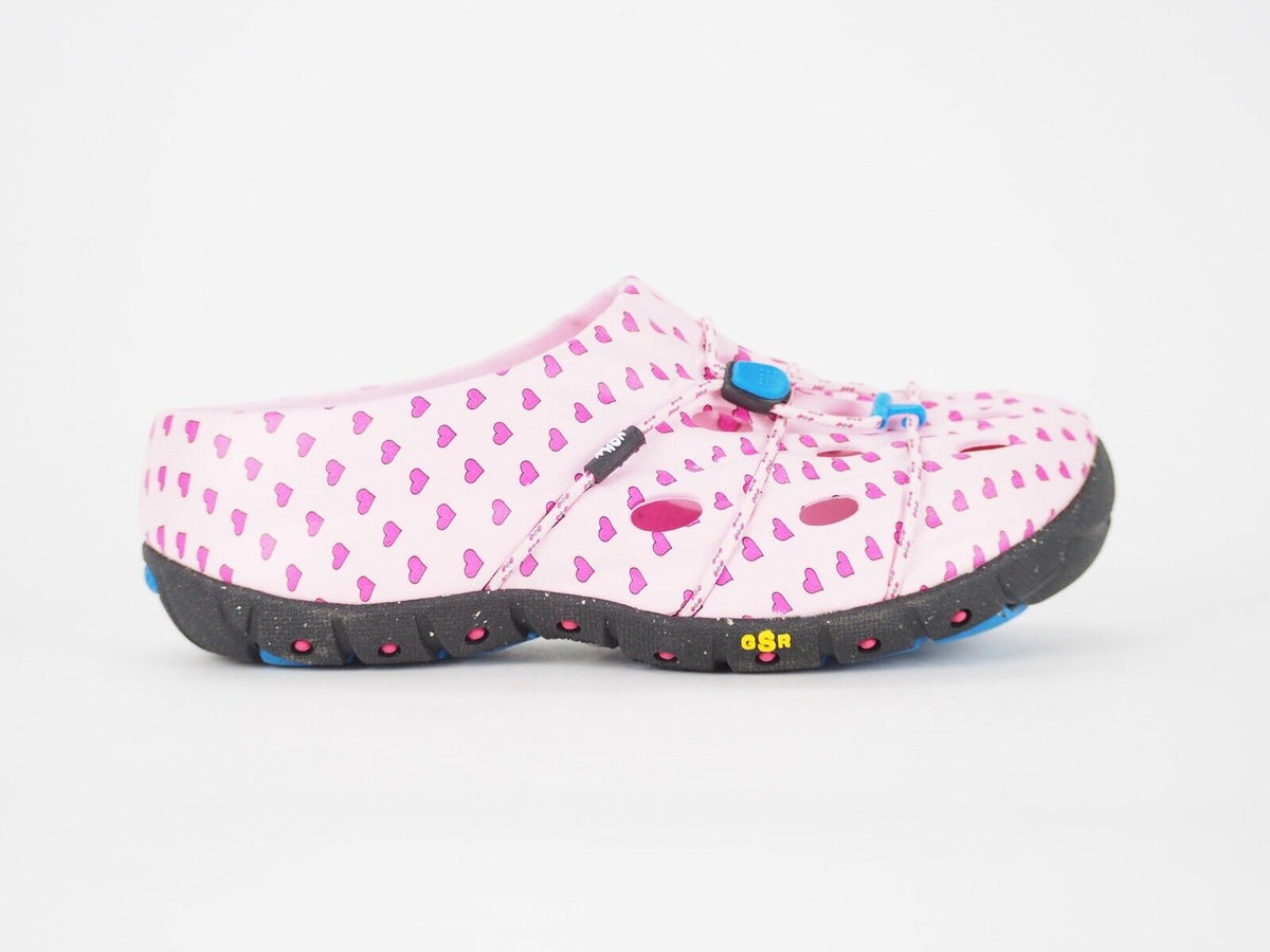 Girls MION Pen Shell 99763 Pink Hearts Rubber Holiday Slip On Summer Clog Shoes - London Top Style