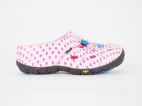 Girls MION Pen Shell 99763 Pink Hearts Rubber Holiday Slip On Summer Clog Shoes - London Top Style