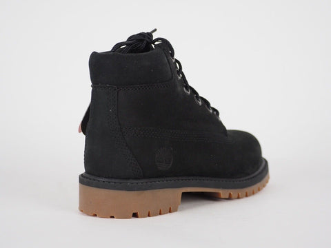 Boys Timberland 6 Inch Premium A11AV Black Leather Lace Up Winter Chukka Boots
