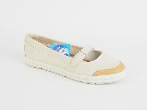 Womens Timberland Earthkeepers Casco Bay MJ 3956R Beige Leather Slip On Loafers