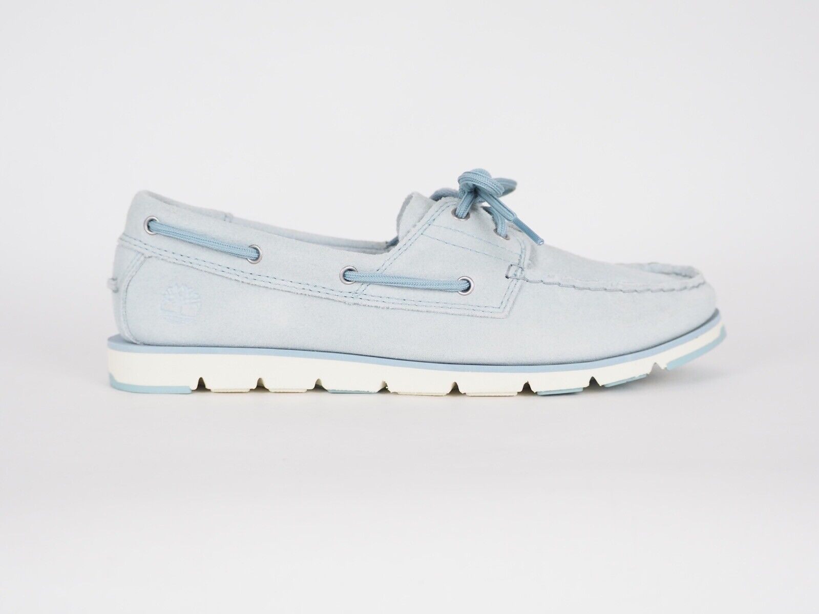 Womens Timberland Camden Falls A1W8E Baby Blue Leather Lace Up Casual Boat Shoes