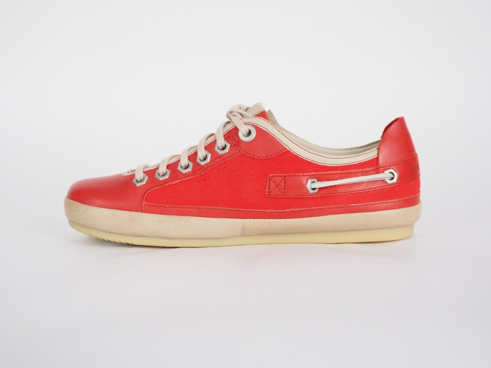 Womens Timberland Vintera Ox 16686 Red Leather Casual Shoes Lace Up Low Trainers