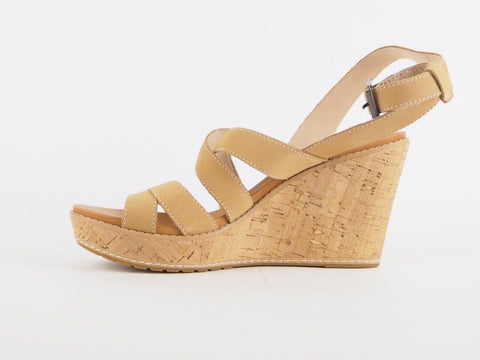 Womens Timberland Earthkeepers Danforth 8910R Tan Lather Buckle Wedge Sandals