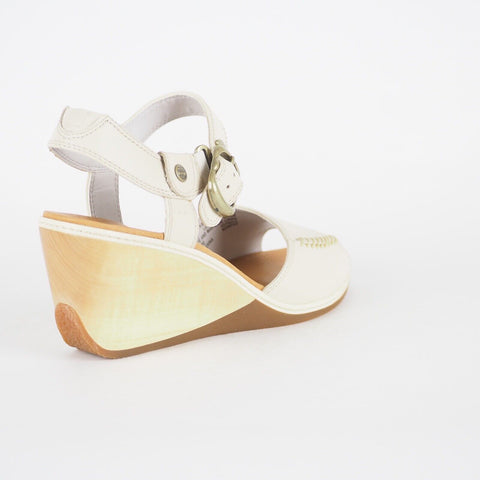 Womens Timberland Lascaux 15676 White Leather Strappy Wedge Sandals