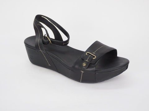 Womens Timberland Sabana 62649 Black Leather Ankle Strap Csual Platform Sandals
