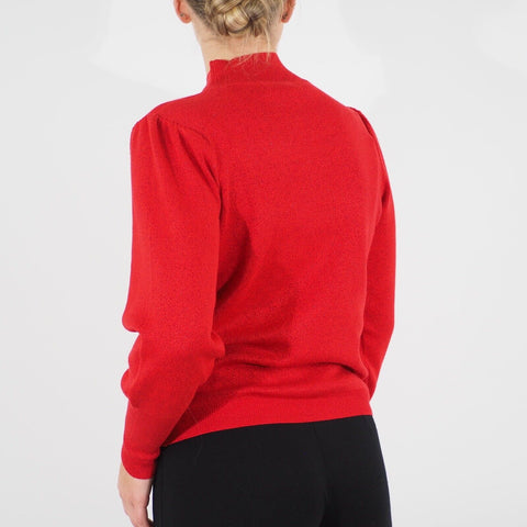 Womens Ex M&S Long Sleeve Top Red High Neck Ladies Casual Stretch Viscose Jumper