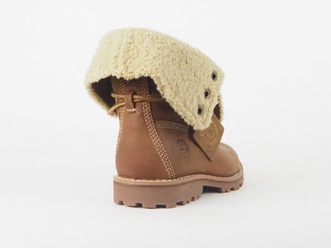 Boys Girls Timberland Premium 6 Inch 2236B Fur Lined Brown Wheat Leather Boots