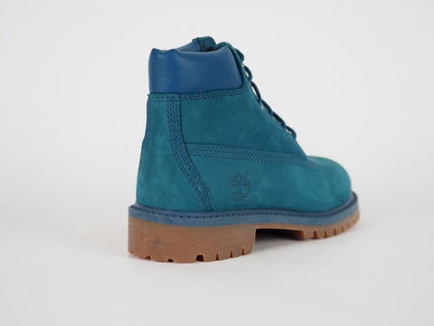 Boys Timberland 6 Inch A14TP Teal Leather Lace Up Winter Chukka Boots