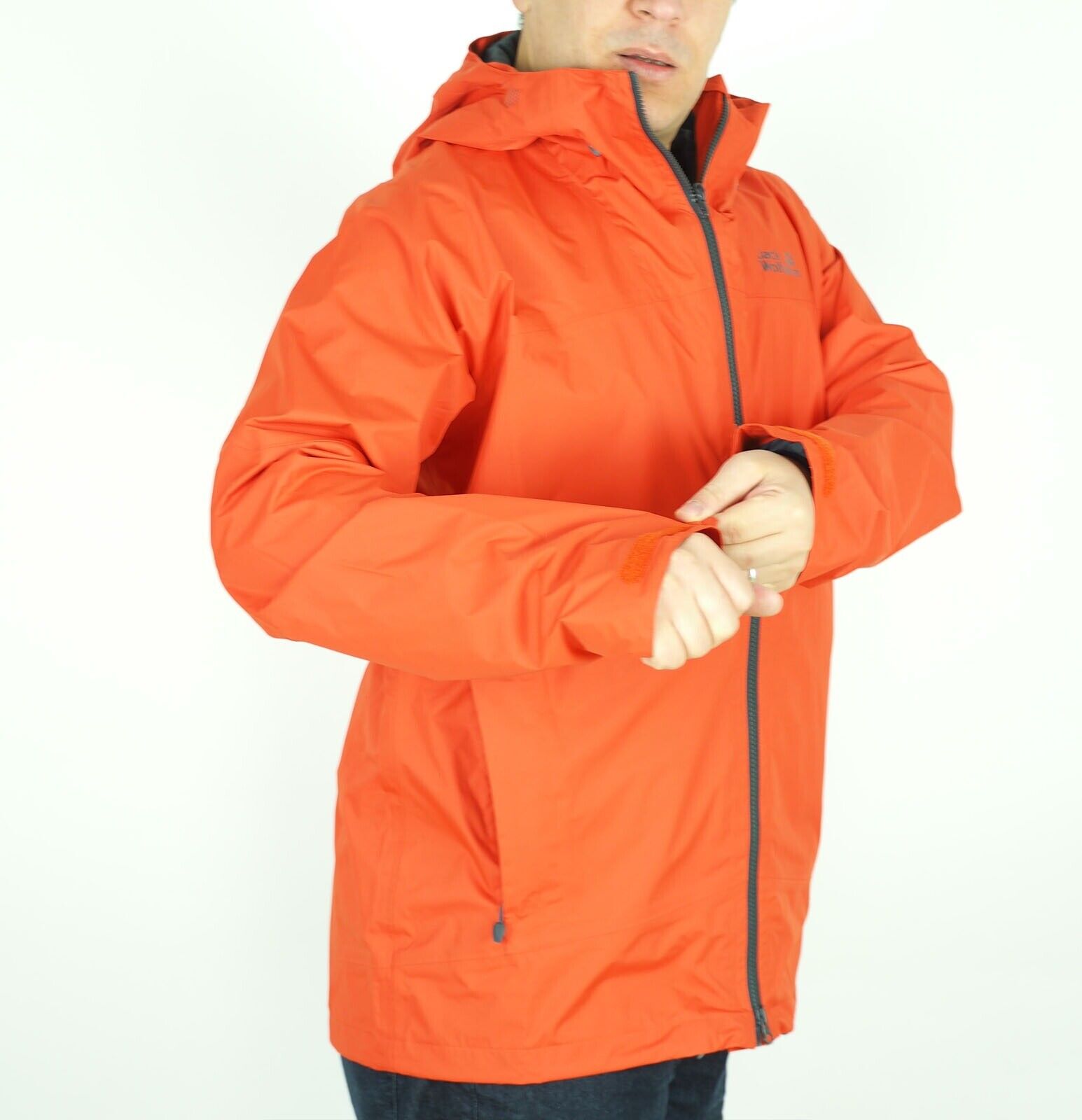 Mens Jack Wolfskin Airrow 5009931 Chili Zip Up Windproof Hooded Hiking Jacket