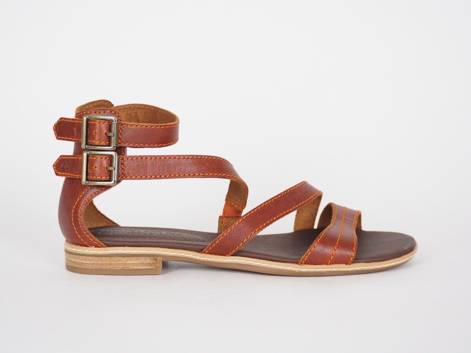 Womens Timberland EK Darien 8934R Brown Leather Ankle Strap Sandals
