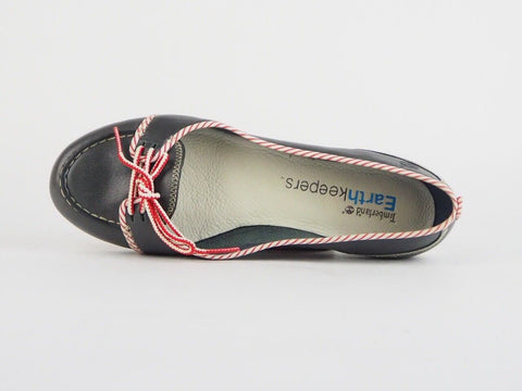 Womens Timberland Ek Belle Island 24647 Leather Lace Up Black Casual Loafers - London Top Style