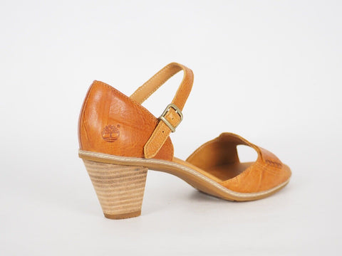 Womens Timberland Montvale 27687 Orange Brown Leather Classic High Heel Sandal
