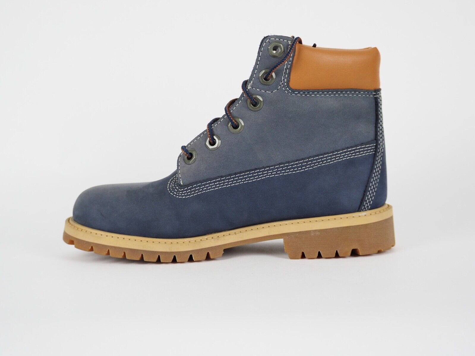 Boys Timberland 6 Inch Premium A14ZD Blue Leather Lace Up Winter Chukka Boots