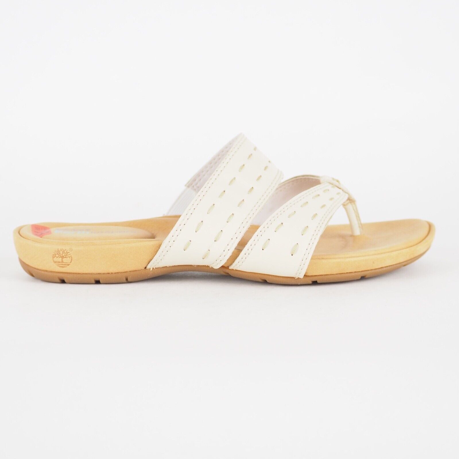 Womens Timberland Pleasant Bay 25634 White Leather Slip On Thong Sandals