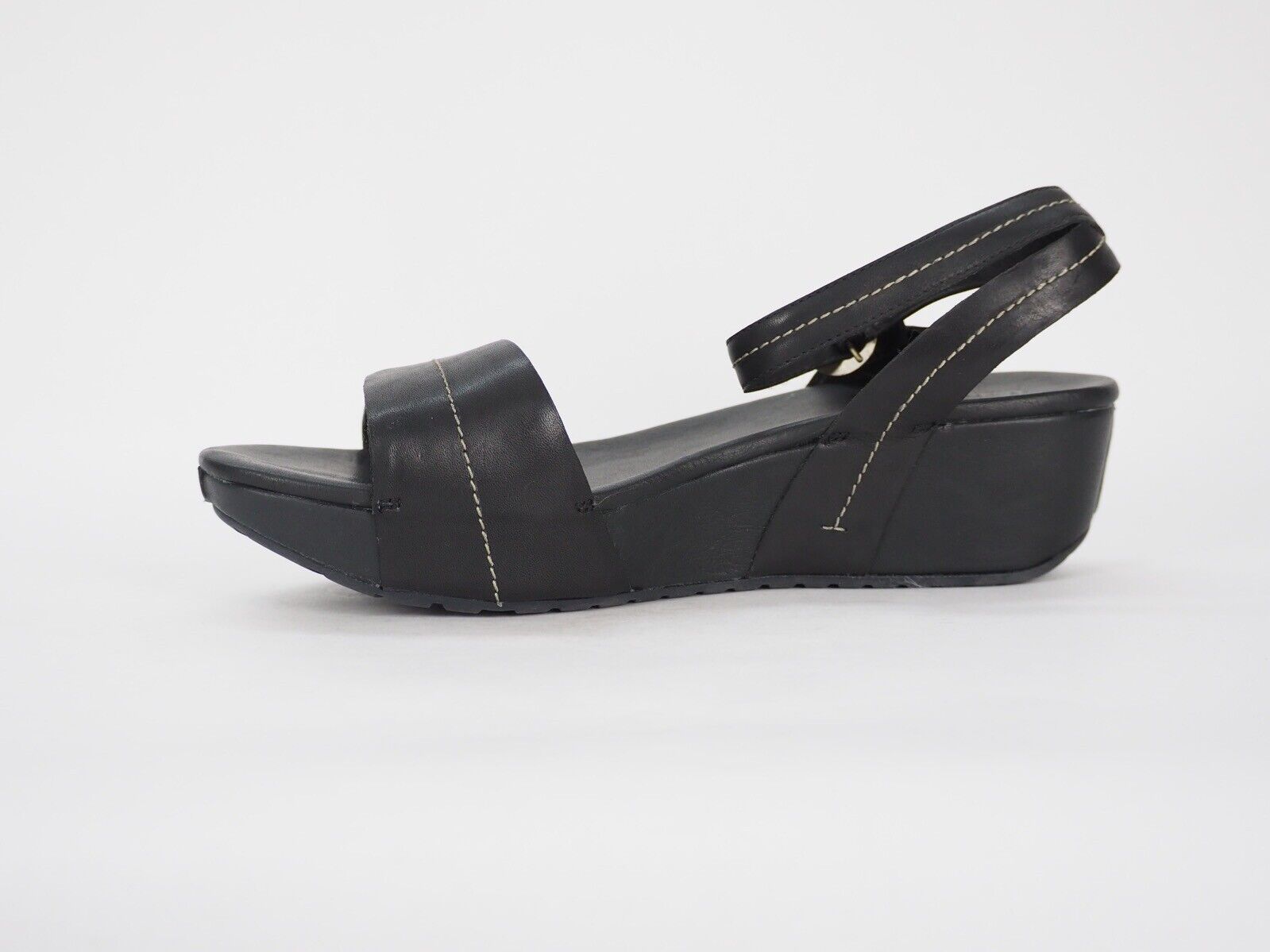 Womens Timberland Sabana 62649 Black Leather Ankle Strap Csual Platform Sandals