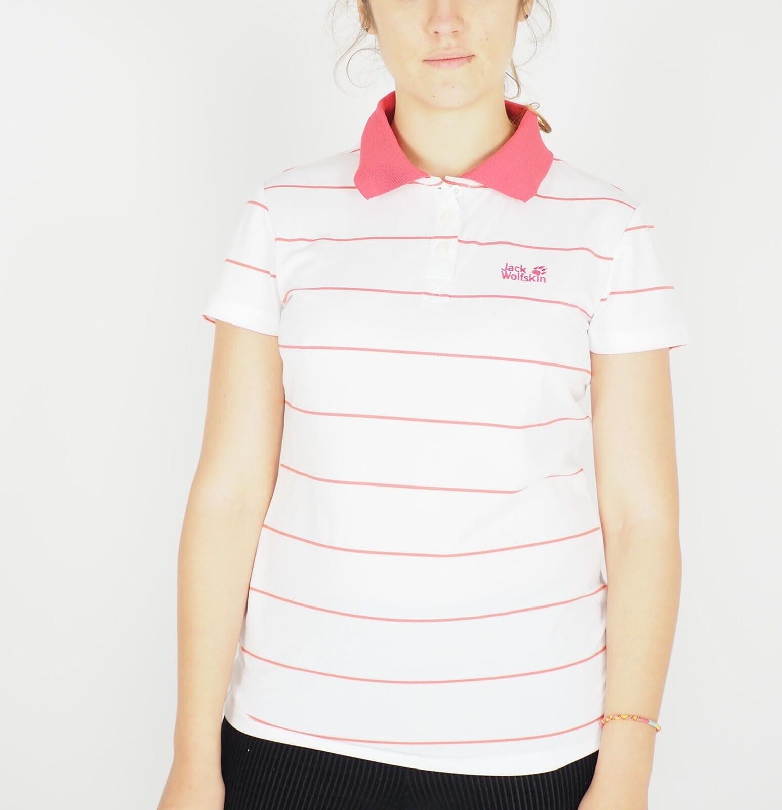 Womens Jack Wolfskin T Shirt 5008681 White Rush Stripes Short Sleeve Polo Shirt