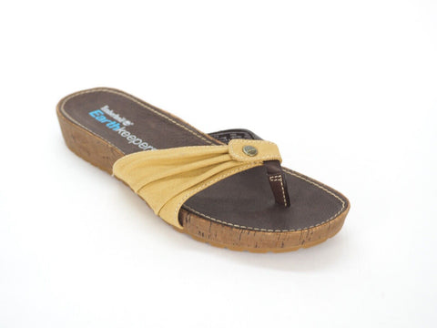 Womens Timberland Estela Thong 24692 Tan Leather Casual Light Summer Flip Flops